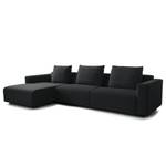 Ecksofa FINNY 3-Sitzer mit Longchair Webstoff Saia: Anthrazit - Longchair davorstehend links - Keine Funktion