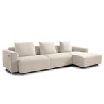 Hoekbank FINNY 3-zits met chaise longue geweven stof - Geweven stof Saia: Beige - Longchair vooraanzicht rechts - Met zitdiepte verstelling