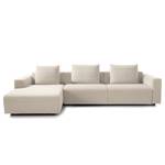 Ecksofa FINNY 3-Sitzer mit Longchair Webstoff Saia: Beige - Longchair davorstehend links - Sitztiefenverstellung