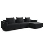 Ecksofa FINNY 3-Sitzer mit Longchair Webstoff Saia: Anthrazit - Longchair davorstehend rechts - Sitztiefenverstellung