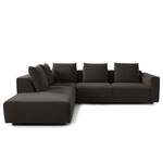 Ecksofa FINNY mit Ottomane Webstoff Saia: Schwarz-Braun - Ottomane davorstehend links - Keine Funktion