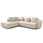 Ecksofa FINNY mit Ottomane Webstoff Saia: Beige - Ottomane davorstehend links - Sitztiefenverstellung