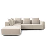 Ecksofa FINNY mit Ottomane Webstoff Saia: Beige - Ottomane davorstehend links - Sitztiefenverstellung