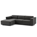 Ecksofa KINX mit Longchair Webstoff Milan: Anthrazit - Breite: 260 cm - Longchair davorstehend links - Sitztiefenverstellung