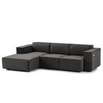 Ecksofa KINX mit Longchair Webstoff Milan: Anthrazit - Breite: 260 cm - Longchair davorstehend links - Sitztiefenverstellung