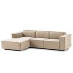 Ecksofa KINX mit Longchair Webstoff Milan: Beige - Breite: 260 cm - Longchair davorstehend links - Sitztiefenverstellung