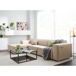 Hoekbank KINX met Longchair geweven stof - Geweven stof Milan: Beige - Breedte: 294 cm - Longchair vooraanzicht links - Met zitdiepte verstelling