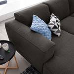 Wohnlandschaft Crawford Webstoff Saia: Schwarz-Braun - Longchair davorstehend links / Ottomane rechts