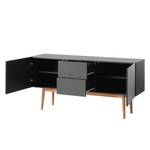 Dressoir LINDHOLM - breedte 150 cm deels massief eikenhout - Grijs/Eikenhouten - Grijs