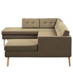 Wohnlandschaft Croom Webstoff Havanna - Longchair davorstehend rechts / Ottomane links - Mit Hocker