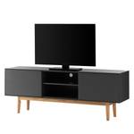 Mobile TV LINDHOLM legno lamellare di quercia - bianco opaco / quercia - Grigio / Quercia - Grigio - 160 x 40 cm