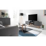 Meuble TV LINDHOLM Partiellement en chêne massif - Gris / Chêne - Gris - 160 x 40 cm