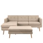 Ecksofa Croom Webstoff - Webstoff Polia: Cappuccino - Longchair davorstehend links - Mit Hocker