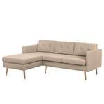 Ecksofa Croom Webstoff Polia: Cappuccino - Longchair davorstehend links - Mit Hocker