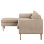 Ecksofa Croom Webstoff - Webstoff Polia: Cappuccino - Longchair davorstehend links - Mit Hocker