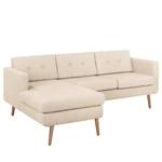 Ecksofa Croom Webstoff - Webstoff Polia: Kaschmir - Longchair davorstehend links - Mit Hocker