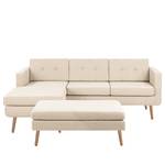 Ecksofa Croom Webstoff - Webstoff Polia: Kaschmir - Longchair davorstehend links - Mit Hocker