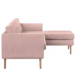 Ecksofa Croom Webstoff Polia: Mauve - Longchair davorstehend rechts - Mit Hocker