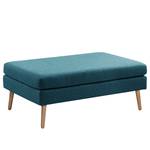 Ecksofa Croom Webstoff Polia: Jeansblau - Longchair davorstehend links - Mit Hocker