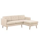 Ecksofa Croom Webstoff - Webstoff Polia: Kaschmir - Longchair davorstehend rechts - Mit Hocker