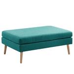 Ecksofa Croom Webstoff - Webstoff Polia: Petrol - Longchair davorstehend links - Mit Hocker