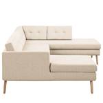 Wohnlandschaft Croom Webstoff Webstoff - Creme - Longchair davorstehend links / Ottomane rechts - Mit Hocker