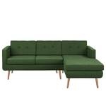 Ecksofa Croom Webstoff - Webstoff Polia: Antikgrün - Longchair davorstehend rechts - Mit Hocker