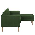 Ecksofa Croom Webstoff - Webstoff Polia: Antikgrün - Longchair davorstehend rechts - Mit Hocker