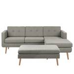 Ecksofa Croom Webstoff Polia: Fango - Longchair davorstehend rechts - Mit Hocker