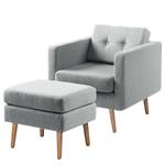 Sessel Croom Webstoff - Webstoff Polia: Platin - Mit Hocker