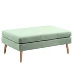 Ecksofa Croom Webstoff Polia: Mintgrau - Longchair davorstehend links - Mit Hocker