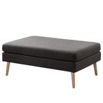 Ecksofa Croom Webstoff - Webstoff Polia: Dunkelgrau - Longchair davorstehend rechts - Mit Hocker