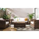 Sitzgruppe Jimma (4-teilig) Baumwollstoff / Polyrattan - Beige / Braun