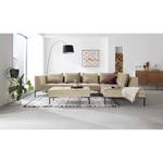 Ecksofa MADISON mit Ottomane Samt - Samt Shyla: Beige - Breite: 319 cm - Ottomane davorstehend rechts