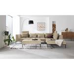 Ecksofa MADISON mit Ottomane Samt - Samt Shyla: Beige - Breite: 319 cm - Ottomane davorstehend rechts