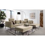 Ecksofa MADISON mit Ottomane Samt - Samt Shyla: Beige - Breite: 255 cm - Ottomane davorstehend rechts