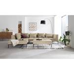 Ecksofa MADISON mit Ottomane Samt - Samt Shyla: Beige - Breite: 319 cm - Ottomane davorstehend links