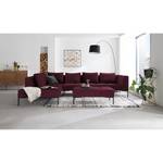 Ecksofa MADISON mit Ottomane Samt Shyla: Aubergine - Longchair davorstehend links