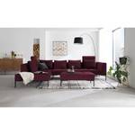 Ecksofa MADISON mit Ottomane Samt Shyla: Aubergine - Longchair davorstehend links