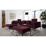 Ecksofa MADISON mit Ottomane Samt Shyla: Aubergine - Longchair davorstehend links