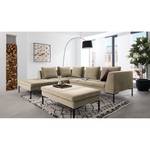 Ecksofa MADISON mit Ottomane Samt - Samt Shyla: Beige - Breite: 255 cm - Ottomane davorstehend links