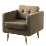 Fauteuil Croom geweven stof - bruin - Hocker - Geweven stof Polia: Havanna - Met hocker