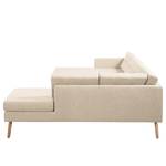 Wohnlandschaft Croom Webstoff Webstoff - Creme - Longchair davorstehend links / Ottomane rechts - Ohne Hocker