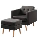 Fauteuil Croom Tissu - Tissu Polia: Gris foncé - Avec repose-pieds