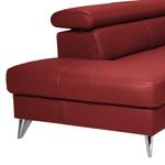 Canapé d'angle Hodge Cuir véritable - Rouge - Méridienne longue à gauche (vue de face) - Sans fonction