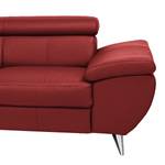 Canapé d'angle Hodge Cuir véritable - Rouge - Méridienne longue à gauche (vue de face) - Sans fonction