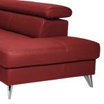 Canapé d'angle Hodge Cuir véritable - Rouge - Méridienne longue à droite (vue de face) - Sans fonction