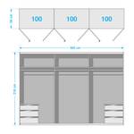 Draaideurkast level 36A Eiken planken look - 300 x 216 cm - Met spiegeldeuren