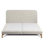 SmoodSpring Bett II Webstoff / Eiche massiv - Creme - 200 x 200cm