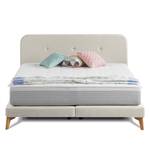 SmoodSpring Bett II Webstoff / Eiche massiv - Creme - 200 x 200cm